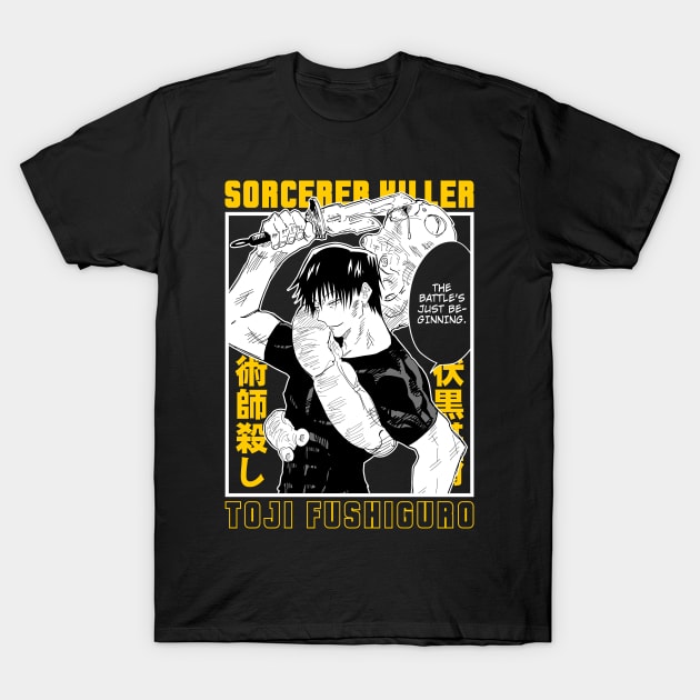 Sorcerer Killer Toji Anime Fanart T-Shirt by Planet of Tees